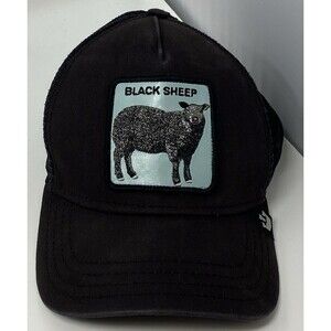 Black Sheep Hat Cap Snap Back Trucker Patch Blk Mesh Goorin Bros The Farm*FADED